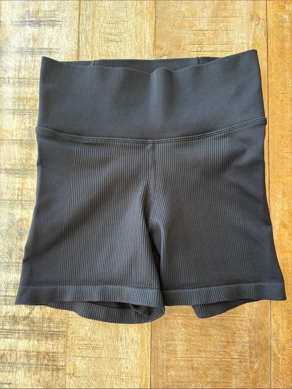 Athleta Girl Ribbed High-Waist Black Spandex Shorts XL/14
